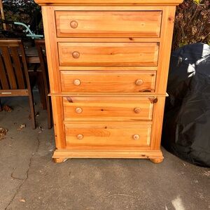 Honey-Orange Pine Wood Chest of Drawers